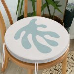 - RealHomes Yuvarlak Fermuarlı Minder - Realhomes  Renkli Zemin Üzerinde Onedraw Çizimli Yaprak Motifli Dijital Baskılı Modern Yuvarlak Fermuarlı Sandalye Minderi Realhomes