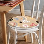 - RealHomes Yuvarlak Fermuarlı Minder - Realhomes Hardal Zeminli Renkli Çiçek Desenli Dijital Baskılı Modern Yuvarlak Fermuarlı Sandalye Minderi Realhomes