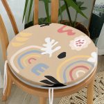 - RealHomes Yuvarlak Fermuarlı Minder - Realhomes Hardal Zeminli Renkli Çiçek Desenli Dijital Baskılı Modern Yuvarlak Fermuarlı Sandalye Minderi Realhomes