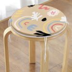 - RealHomes Yuvarlak Fermuarlı Minder - Realhomes Hardal Zeminli Renkli Çiçek Desenli Dijital Baskılı Modern Yuvarlak Fermuarlı Sandalye Minderi Realhomes