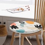 - RealHomes Yuvarlak Fermuarlı Minder - Realhomes  Renkli Zemin Üzerinde Onedraw Çizimli Yaprak Motifli Dijital Baskılı Modern Yuvarlak Fermuarlı Sandalye Minderi Realhomes