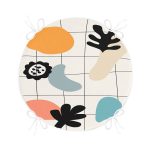 - RealHomes Yuvarlak Fermuarlı Minder - Realhomes  Renkli Zemin Üzerinde Onedraw Çizimli Yaprak Motifli Dijital Baskılı Modern Yuvarlak Fermuarlı Sandalye Minderi Realhomes