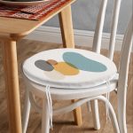 - RealHomes Yuvarlak Fermuarlı Minder - Realhomes  Renkli Zemin Üzerinde Onedraw Çizimli Oval Desenli Dijital Baskılı Modern Yuvarlak Fermuarlı Sandalye Minderi Realhomes