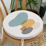 - RealHomes Yuvarlak Fermuarlı Minder - Realhomes  Renkli Zemin Üzerinde Onedraw Çizimli Oval Desenli Dijital Baskılı Modern Yuvarlak Fermuarlı Sandalye Minderi Realhomes