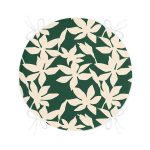 - RealHomes Yuvarlak Fermuarlı Minder - Realhomes  Yeşil Zeminde Yaprak Desenli Dijital Baskılı Modern Yuvarlak Fermuarlı Sandalye Minderi Realhomes