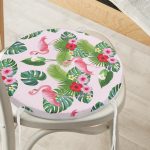 - RealHomes Yuvarlak Fermuarlı Minder - Realhomes Flamingo Desen Dijital Baskılı Modern Yuvarlak Fermuarlı Sandalye Minderi Realhomes