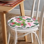 - RealHomes Yuvarlak Fermuarlı Minder - Realhomes Flamingo Desen Dijital Baskılı Modern Yuvarlak Fermuarlı Sandalye Minderi Realhomes