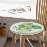 - RealHomes Yuvarlak Fermuarlı Minder - Realhomes  Renkli Zeminde Yaprak Motifli Dijital Baskılı Modern Yuvarlak Fermuarlı Sandalye Minderi Realhomes