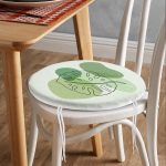 - RealHomes Yuvarlak Fermuarlı Minder - Realhomes  Renkli Zeminde Yaprak Motifli Dijital Baskılı Modern Yuvarlak Fermuarlı Sandalye Minderi Realhomes