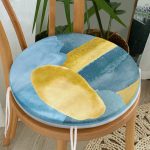 - RealHomes Yuvarlak Fermuarlı Minder - Realhomes Renkli Zeminde Oval Çizimli Dijital Baskılı Modern Yuvarlak Fermuarlı Sandalye Minderi Realhomes