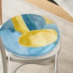 - RealHomes Yuvarlak Fermuarlı Minder - Realhomes Renkli Zeminde Oval Çizimli Dijital Baskılı Modern Yuvarlak Fermuarlı Sandalye Minderi Realhomes