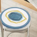 - RealHomes Yuvarlak Fermuarlı Minder - Realhomes  Renkli Zeminde Oval Çizimli Dijital Baskılı Modern Yuvarlak Fermuarlı Sandalye Minderi Realhomes