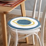 - RealHomes Yuvarlak Fermuarlı Minder - Realhomes  Renkli Zeminde Oval Çizimli Dijital Baskılı Modern Yuvarlak Fermuarlı Sandalye Minderi Realhomes