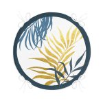 - RealHomes Yuvarlak Fermuarlı Minder - Realhomes  Beyaz Zeminde Renkli Yaprak Desenli Dijital Baskılı Modern Yuvarlak Fermuarlı Sandalye Minderi Realhomes