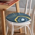 Renkli Zeminde Onedraw Çizimli Obje Dijital Baskılı Modern Yuvarlak Fermuarlı Sandalye Minderi Realhomes