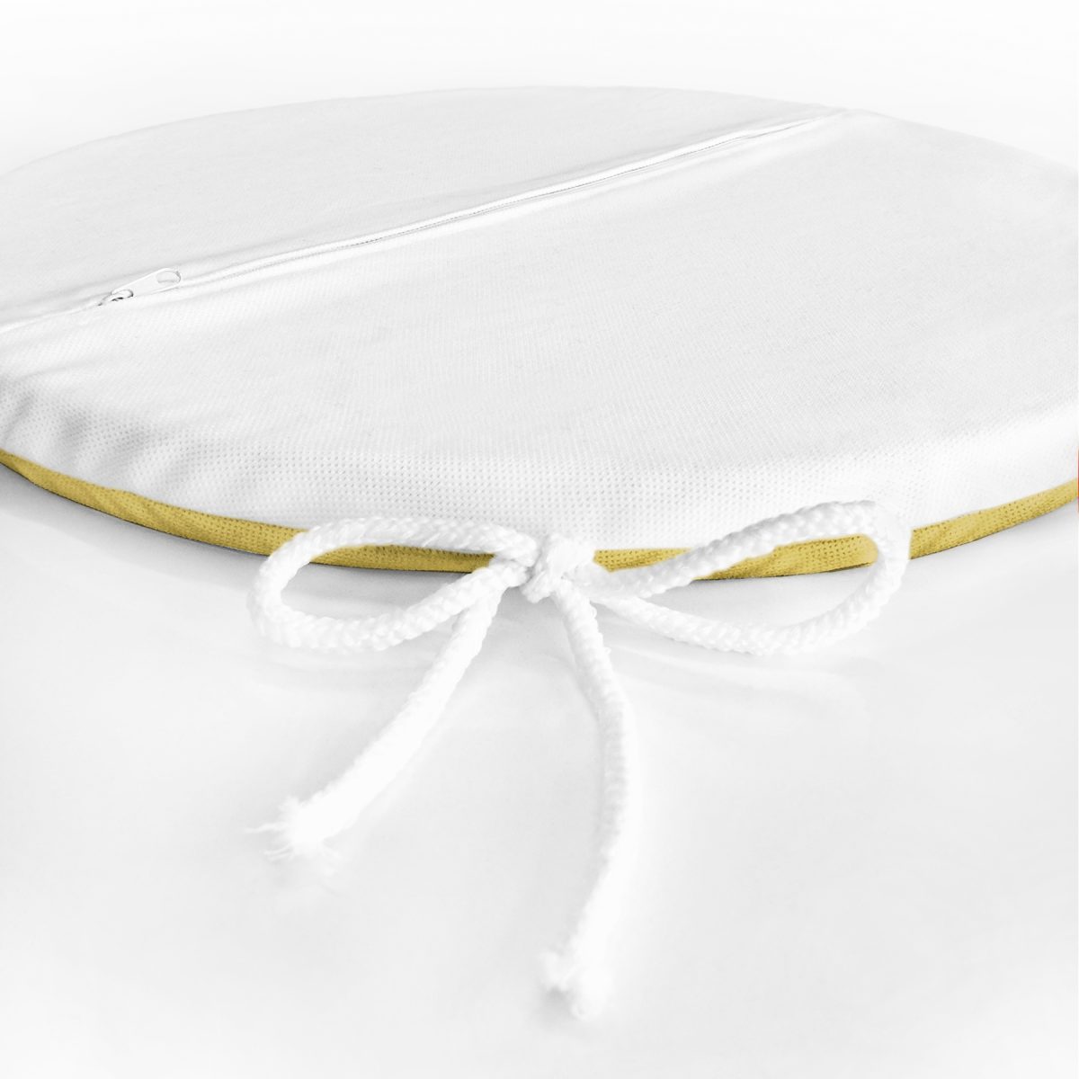 Beyaz Zeminde Onedraw Çizimli Renkli Oval Obje Dijital Baskılı Modern Yuvarlak Fermuarlı Sandalye Minderi Realhomes