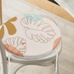 - RealHomes Yuvarlak Fermuarlı Minder - Realhomes Renkli Zeminli Onedraw Çizimli Yaprak Desenli Dijital Baskılı Modern Yuvarlak Fermuarlı Sandalye Minderi Realhomes