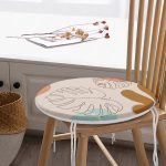 - RealHomes Yuvarlak Fermuarlı Minder - Realhomes Renkli Zeminli Onedraw Çizimli Yaprak Desenli Dijital Baskılı Modern Yuvarlak Fermuarlı Sandalye Minderi Realhomes