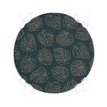 - RealHomes Yuvarlak Fermuarlı Minder - Realhomes Siyah Zeminli Gold Çizgili Yaprak Desenli Dijital Baskılı Modern Yuvarlak Fermuarlı Sandalye Minderi Realhomes