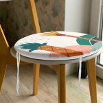 - RealHomes Yuvarlak Fermuarlı Minder - Realhomes  Renkli Zeminli Palmiye Desenli Dijital Baskılı Modern Yuvarlak Fermuarlı Sandalye Minderi Realhomes