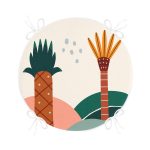 - RealHomes Yuvarlak Fermuarlı Minder - Realhomes  Renkli Zeminli Palmiye Desenli Dijital Baskılı Modern Yuvarlak Fermuarlı Sandalye Minderi Realhomes