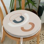 - RealHomes Yuvarlak Fermuarlı Minder - Realhomes  Renkli Zeminli One Draw Çizimli Geometrik Desen Dijital Baskılı Modern Yuvarlak Fermuarlı Sandalye Minderi Realhomes