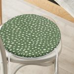 Yeşil Zeminli Beyaz Puantiyeli Dijital Baskılı Modern Yuvarlak Fermuarlı Sandalye Minderi Realhomes