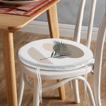 - RealHomes Yuvarlak Fermuarlı Minder - Realhomes  Renkli Zeminli Onedraw Çizimli Yaprak Desenli Dijital Baskılı Modern Yuvarlak Fermuarlı Sandalye Minderi Realhomes