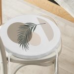 - RealHomes Yuvarlak Fermuarlı Minder - Realhomes  Renkli Zeminli Onedraw Çizimli Yaprak Desenli Dijital Baskılı Modern Yuvarlak Fermuarlı Sandalye Minderi Realhomes