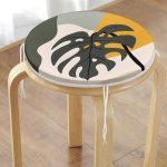 - RealHomes Yuvarlak Fermuarlı Minder - Realhomes  Renkli Zeminli Onedraw Çizimli Yaprak Desenli Dijital Baskılı Modern Yuvarlak Fermuarlı Sandalye Minderi Realhomes