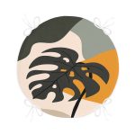 - RealHomes Yuvarlak Fermuarlı Minder - Realhomes  Renkli Zeminli Onedraw Çizimli Yaprak Desenli Dijital Baskılı Modern Yuvarlak Fermuarlı Sandalye Minderi Realhomes