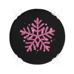 Siyah Zeminli Pembe Renkli Kar tanesi Desenli Dijital Baskılı Modern Yuvarlak Fermuarlı Sandalye Minderi Realhomes