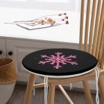 - RealHomes Yuvarlak Fermuarlı Minder - Realhomes Siyah Zeminli Pembe Renkli Kar tanesi Desenli Dijital Baskılı Modern Yuvarlak Fermuarlı Sandalye Minderi Realhomes