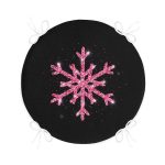 - RealHomes Yuvarlak Fermuarlı Minder - Realhomes Siyah Zeminli Pembe Renkli Kar tanesi Desenli Dijital Baskılı Modern Yuvarlak Fermuarlı Sandalye Minderi Realhomes