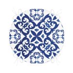 - RealHomes Yuvarlak Fermuarlı Minder - Realhomes Beyaz Zeminli Çini Desenli Dijital Baskılı Modern Yuvarlak Fermuarlı Sandalye Minderi Realhomes