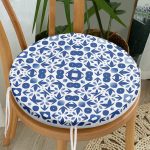- RealHomes Yuvarlak Fermuarlı Minder - Realhomes Beyaz Zeminli Çini Desenli Dijital Baskılı Modern Yuvarlak Fermuarlı Sandalye Minderi Realhomes