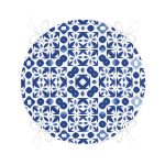 - RealHomes Yuvarlak Fermuarlı Minder - Realhomes Beyaz Zeminli Çini Desenli Dijital Baskılı Modern Yuvarlak Fermuarlı Sandalye Minderi Realhomes