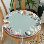 - RealHomes Yuvarlak Fermuarlı Minder - Realhomes  Renkli Zeminli Renkli Çiçek Desenli Dijital Baskılı Modern Yuvarlak Fermuarlı Sandalye Minderi Realhomes