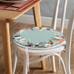 - RealHomes Yuvarlak Fermuarlı Minder - Realhomes  Renkli Zeminli Renkli Çiçek Desenli Dijital Baskılı Modern Yuvarlak Fermuarlı Sandalye Minderi Realhomes