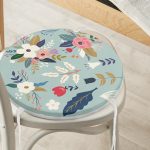 - RealHomes Yuvarlak Fermuarlı Minder - Realhomes  Renkli Zeminli Renkli Çiçek Desenli Dijital Baskılı Modern Yuvarlak Fermuarlı Sandalye Minderi Realhomes