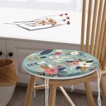 - RealHomes Yuvarlak Fermuarlı Minder - Realhomes  Renkli Zeminli Renkli Çiçek Desenli Dijital Baskılı Modern Yuvarlak Fermuarlı Sandalye Minderi Realhomes