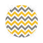 - RealHomes Yuvarlak Fermuarlı Minder - Realhomes  Sarı Beyaz Gri Zikzak Geometrik Tasarım Desenli Dijital Baskılı Yuvarlak Fermuarlı Sandalye Minderi Realhomes