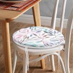 - RealHomes Yuvarlak Fermuarlı Minder - Realhomes  Suluboya Yaprak Desenli Dijital Baskılı Yuvarlak Fermuarlı Sandalye Minderi Realhomes