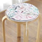- RealHomes Yuvarlak Fermuarlı Minder - Realhomes  Suluboya Yaprak Desenli Dijital Baskılı Yuvarlak Fermuarlı Sandalye Minderi Realhomes