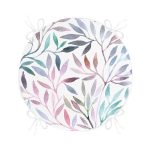 - RealHomes Yuvarlak Fermuarlı Minder - Realhomes  Suluboya Yaprak Desenli Dijital Baskılı Yuvarlak Fermuarlı Sandalye Minderi Realhomes