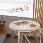 - RealHomes Yuvarlak Fermuarlı Minder - Realhomes Pastel Zeminli Yaprak Desenli Dijital Baskılı Modern Yuvarlak Fermuarlı Sandalye Minderi Realhomes