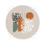 - RealHomes Yuvarlak Fermuarlı Minder - Realhomes Pastel Zeminli Yaprak Desenli Dijital Baskılı Modern Yuvarlak Fermuarlı Sandalye Minderi Realhomes