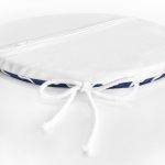 - RealHomes Yuvarlak Fermuarlı Minder - Realhomes  Lacivert Zemin Üzerinde Çapa Çizimli Dijital Baskılı Modern Yuvarlak Fermuarlı Sandalye Minderi Realhomes