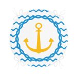 - RealHomes Yuvarlak Fermuarlı Minder - Realhomes  Beyaz Zemin Üzerinde Çapa Desenli Dijital Baskılı Modern Yuvarlak Fermuarlı Sandalye Minderi Realhomes