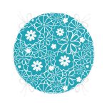 Renkli Zemin Üzerinde Beyaz Renkli Çiçek Desenli Dijital Baskılı Modern Yuvarlak Fermuarlı Sandalye Minderi Realhomes